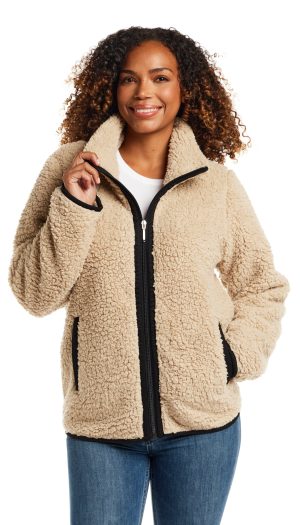 ZIPPER FRONT BONDED SHERPA FLEECE