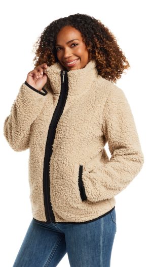 ZIPPER FRONT BONDED SHERPA FLEECE