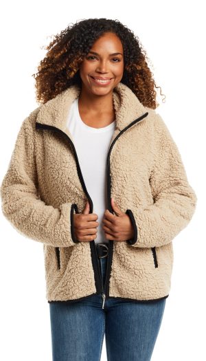ZIPPER FRONT BONDED SHERPA FLEECE