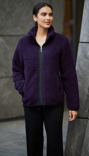 ZIPPER FRONT BONDED SHERPA FLEECE