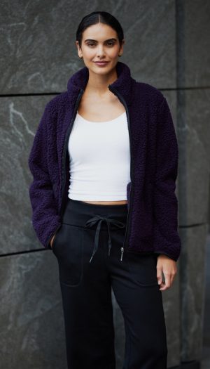 ZIPPER FRONT BONDED SHERPA FLEECE