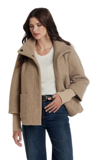 BOUCLE JACKET WITH KNIT SLEEVES