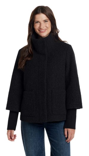 BOUCLE JACKET WITH KNIT SLEEVES