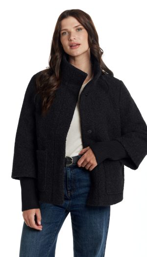 BOUCLE JACKET WITH KNIT SLEEVES