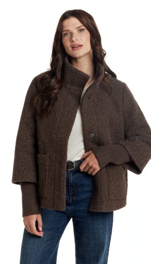 BOUCLE JACKET WITH KNIT SLEEVES