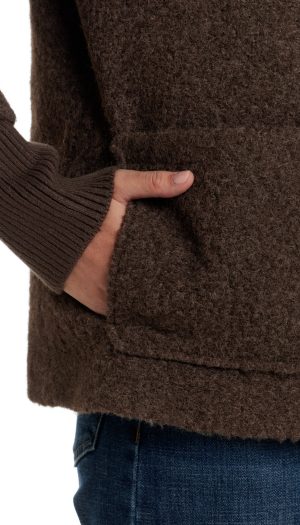 BOUCLE JACKET WITH KNIT SLEEVES