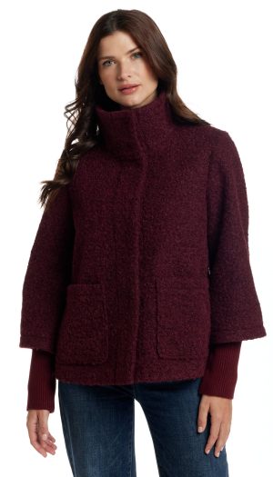 BOUCLE JACKET WITH KNIT SLEEVES