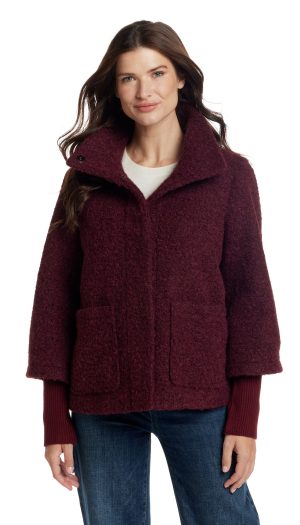 BOUCLE JACKET WITH KNIT SLEEVES