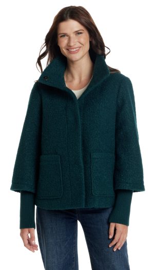 BOUCLE JACKET WITH KNIT SLEEVES