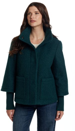 BOUCLE JACKET WITH KNIT SLEEVES