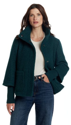 BOUCLE JACKET WITH KNIT SLEEVES