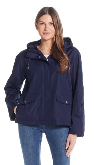 HOODED JACKET WITH TURN BACK SLEEVES