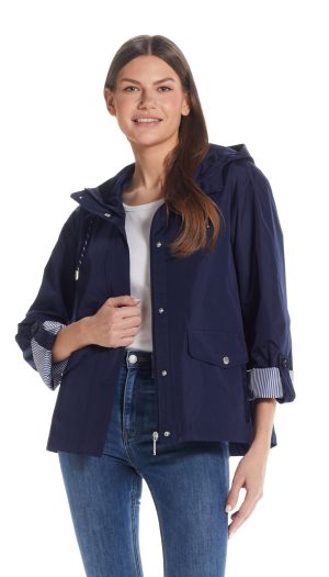 HOODED JACKET WITH TURN BACK SLEEVES