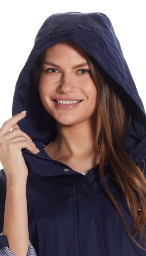 HOODED JACKET WITH TURN BACK SLEEVES