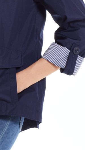 HOODED JACKET WITH TURN BACK SLEEVES