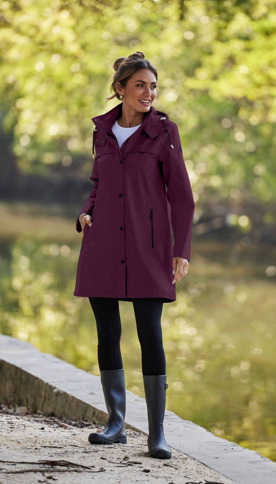 HOODED A-LINE RAIN JACKET